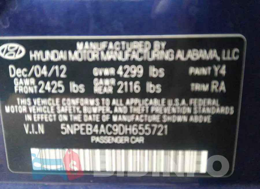 5NPEB4AC9DH655721 Photo# 9