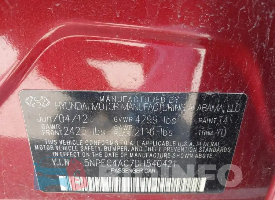 5NPEC4AC7DH540421 Photo# 9