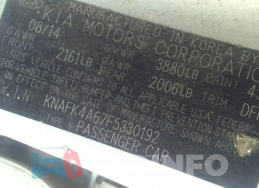 KNAFK4A67F5330192 Photo# 9