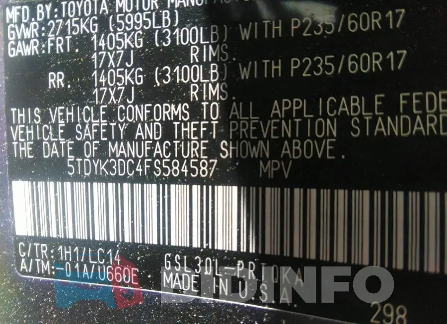 5TDYK3DC4FS584587 Photo# 9