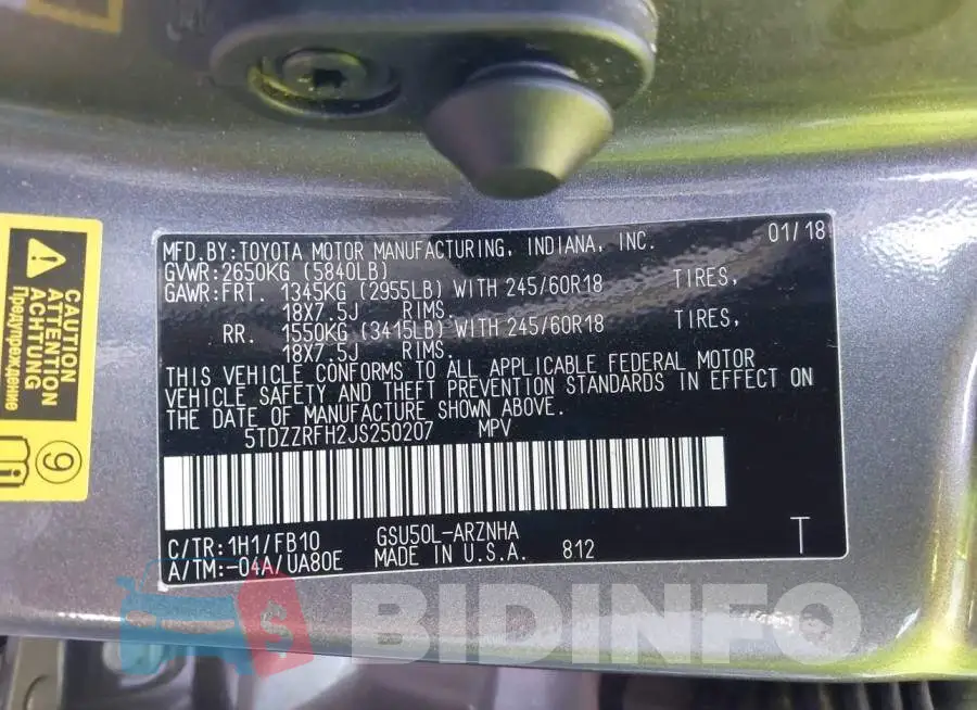 5TDZZRFH2JS250207 Photo# 9