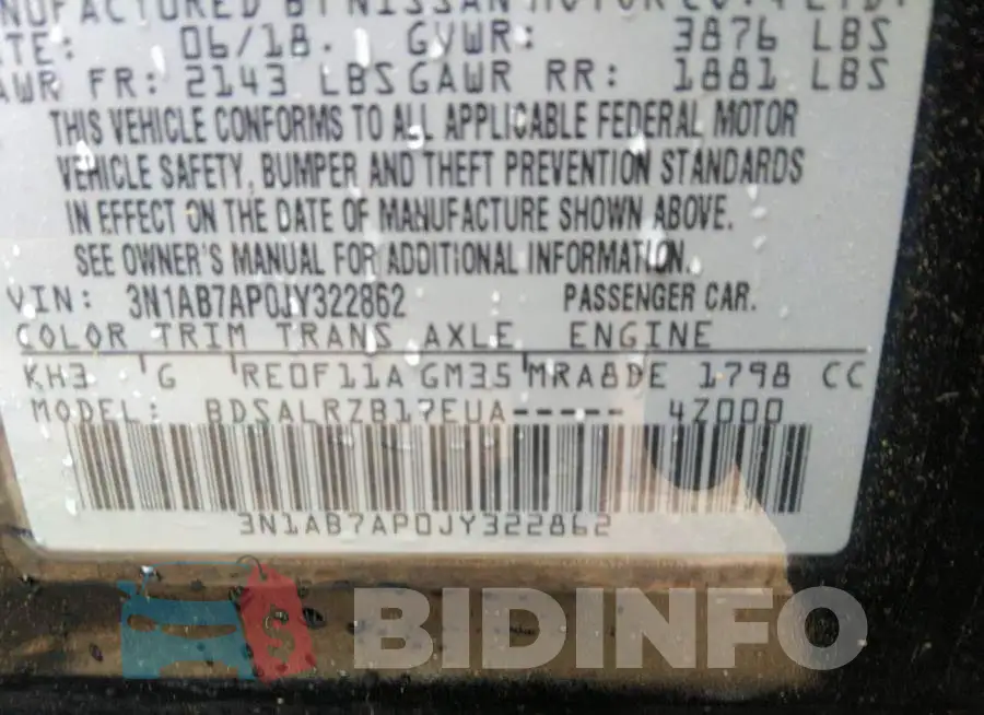 3N1AB7AP0JY322862 Photo# 9
