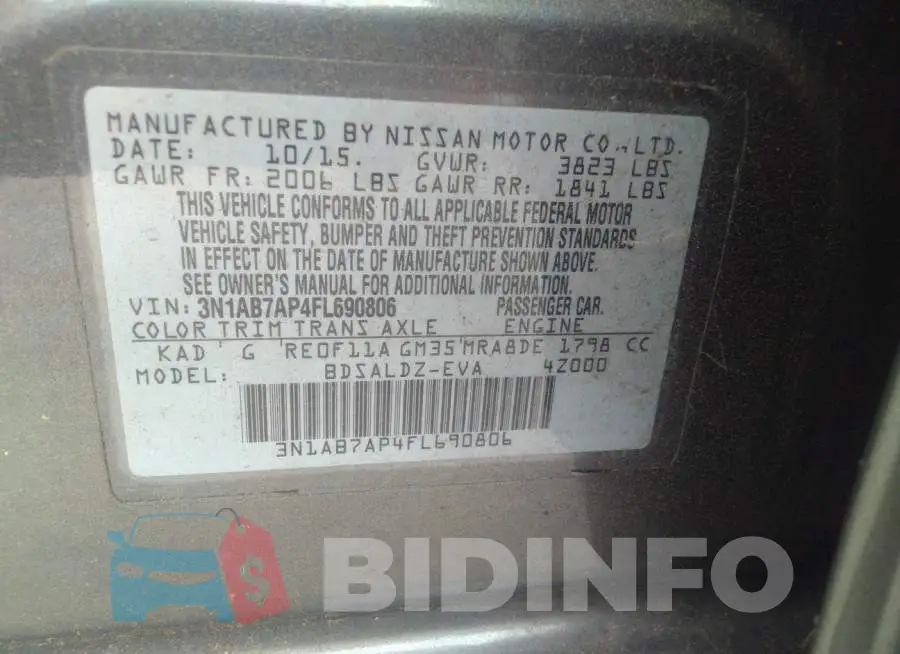 3N1AB7AP4FL690806 Photo# 9
