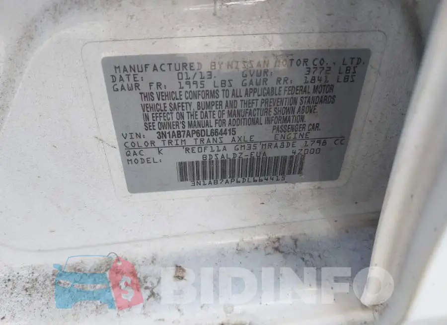 3N1AB7AP6DL664415 Photo# 9