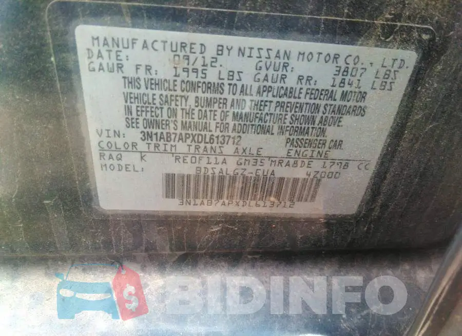 3N1AB7APXDL613712 Photo# 9