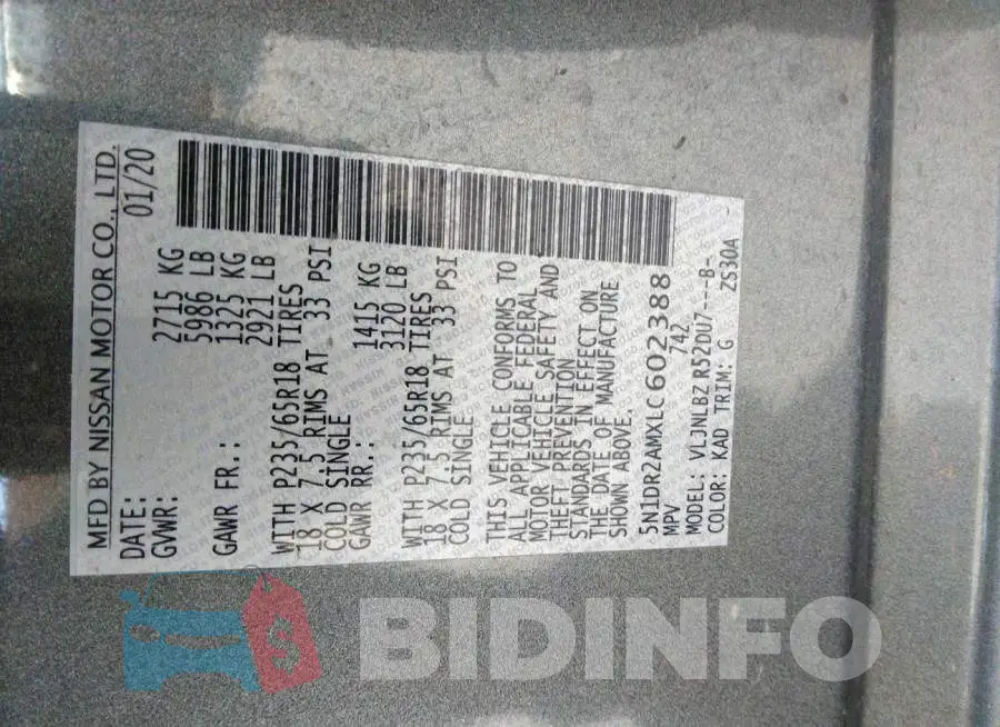 5N1DR2AMXLC602388 Photo# 9