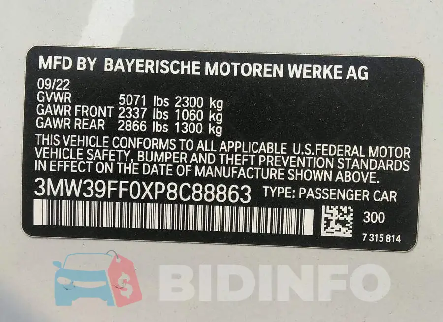 3MW39FF0XP8C88863 Photo# 9