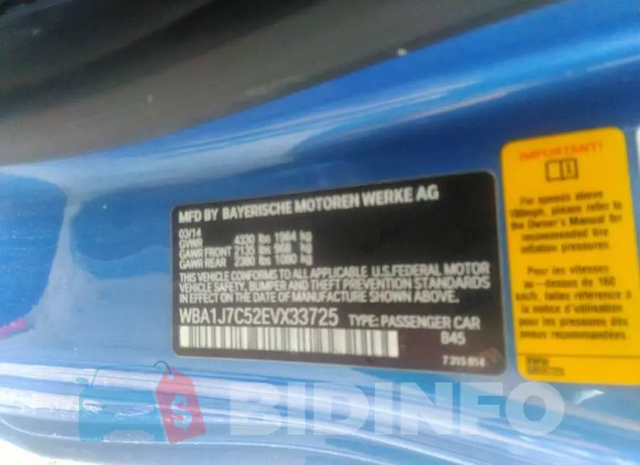 WBA1J7C52EVX33725 Photo# 9