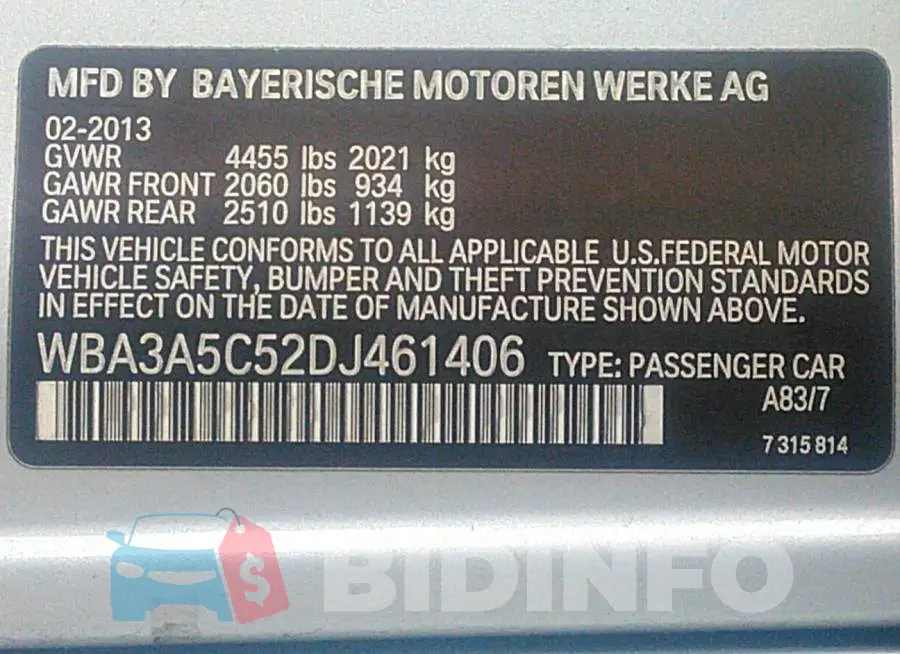 WBA3A5C52DJ461406 Photo# 9