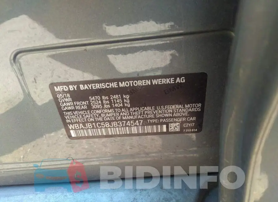WBAJB1C58JB374547 Photo# 9