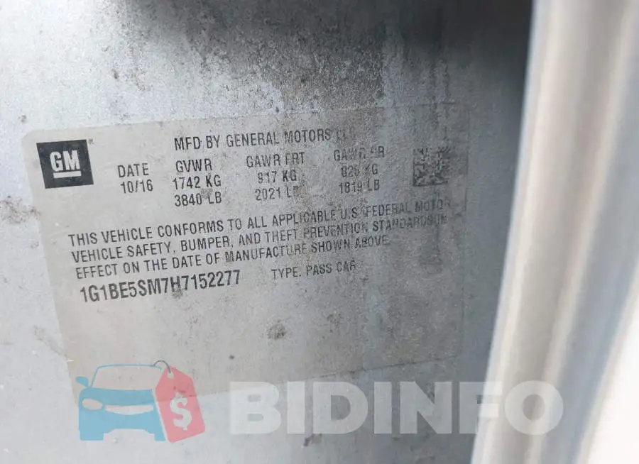 1G1BE5SM7H7152277 Photo# 9