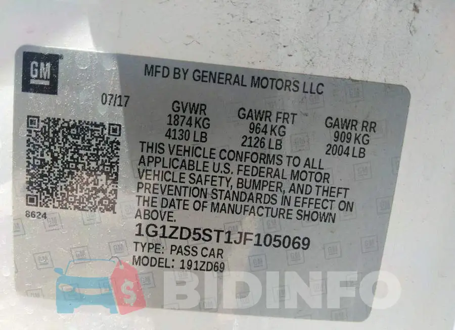 1G1ZD5ST1JF105069 Photo# 9