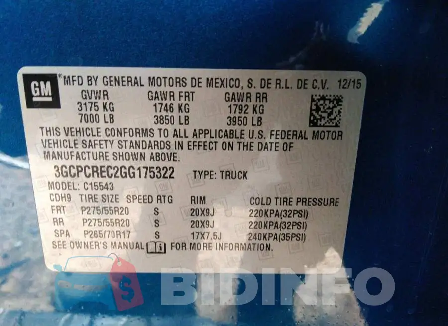 3GCPCREC2GG175322 Photo# 9