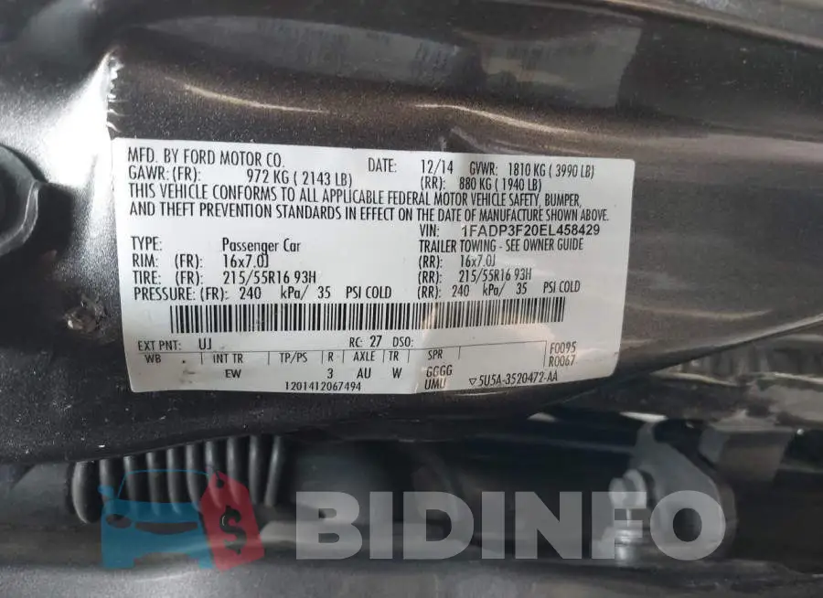 1FADP3F20EL458429 Photo# 9
