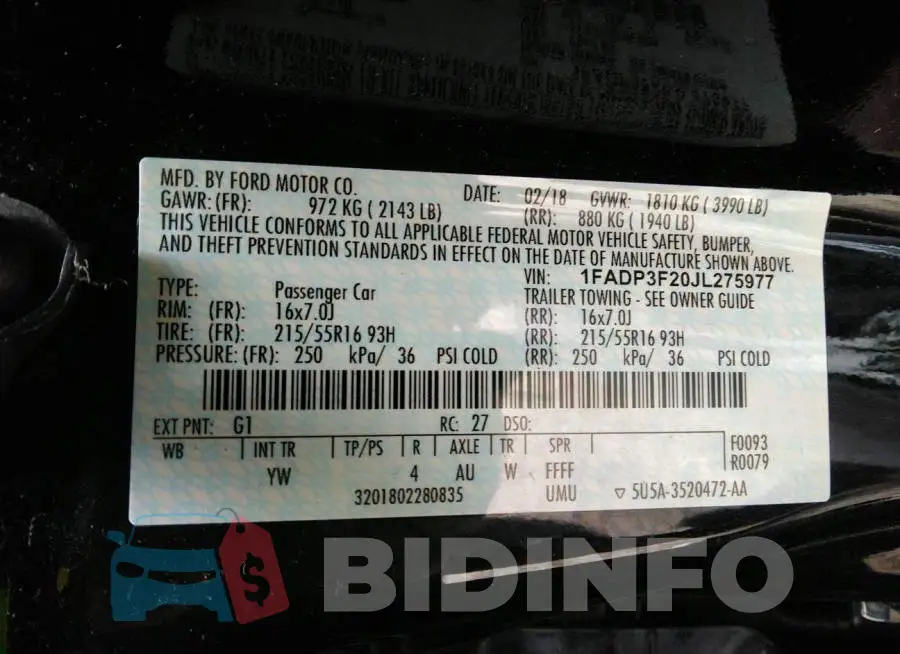 1FADP3F20JL275977 Photo# 9
