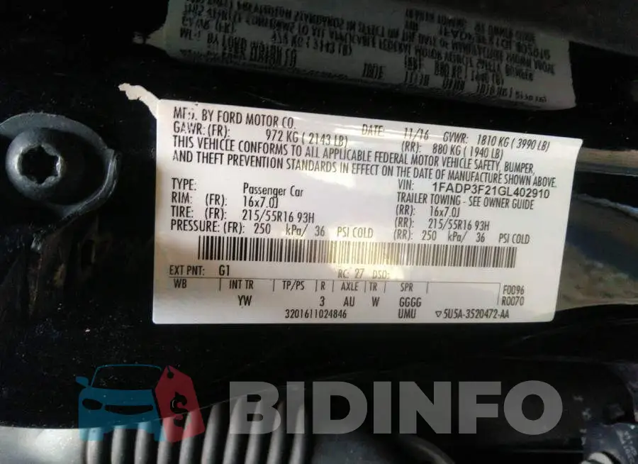 1FADP3F21GL402910 Photo# 9