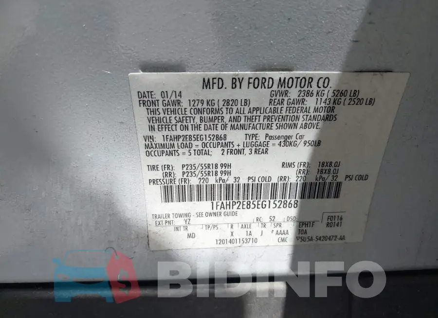 1FAHP2E85EG152868 Photo# 9