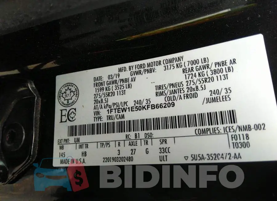 1FTEW1E50KFB66209 Photo# 9