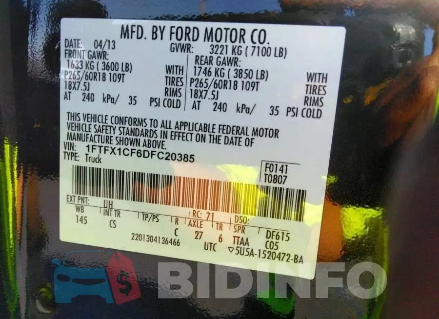 1FTFX1CF6DFC20385 Photo# 9