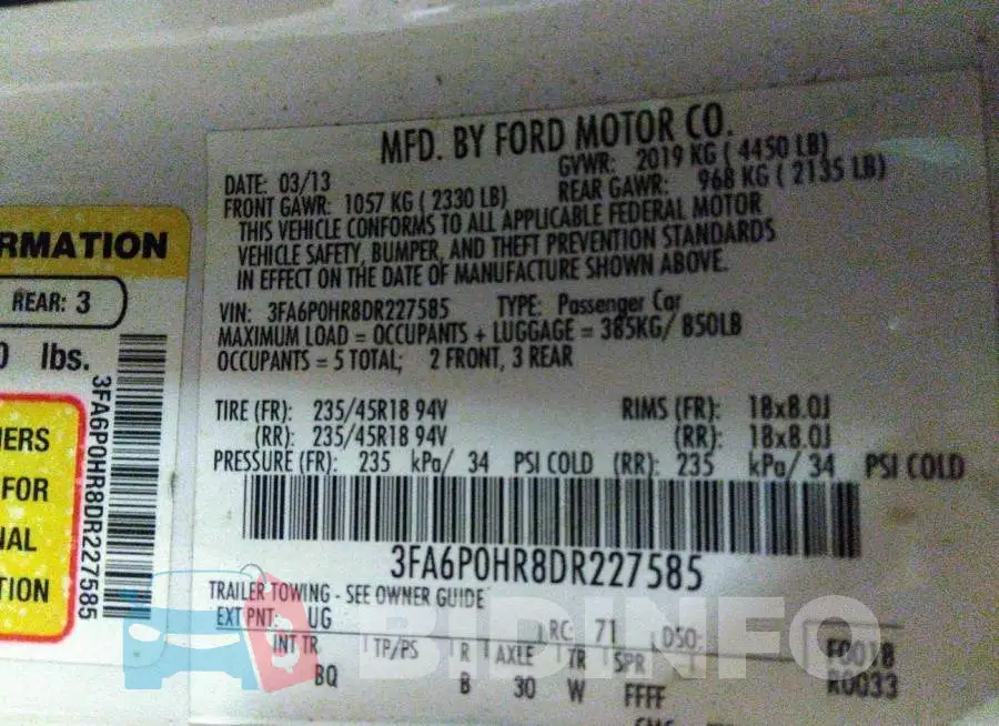 3FA6P0HR8DR227585 Photo# 9