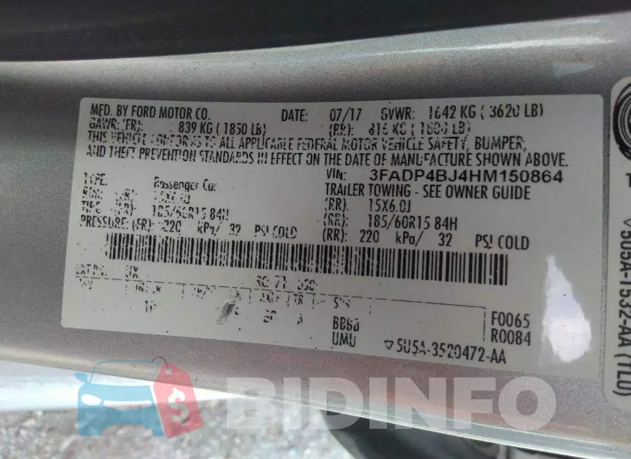 3FADP4BJ4HM150864 Photo# 9