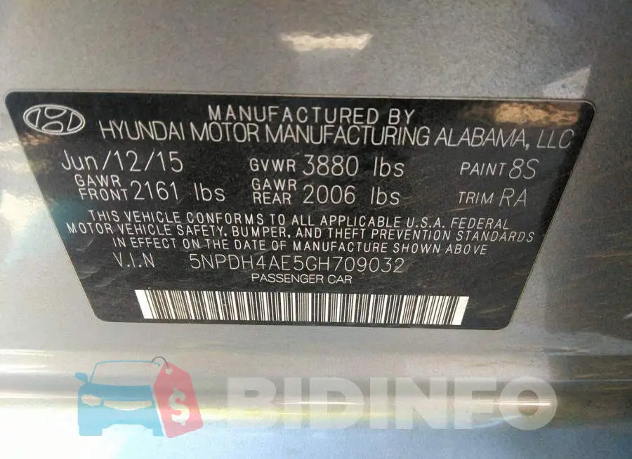 5NPDH4AE5GH709032 Photo# 9