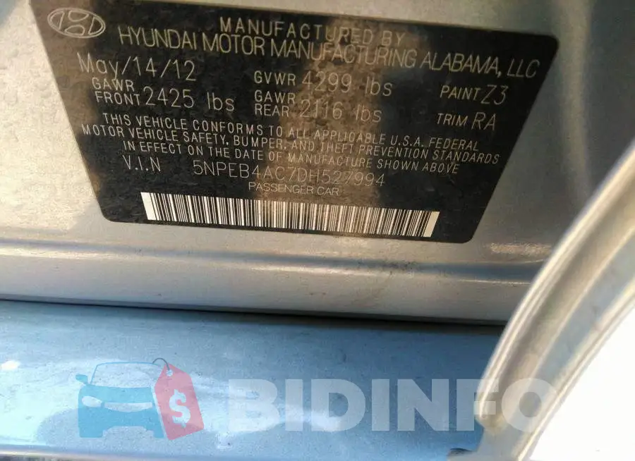 5NPEB4AC7DH527994 Photo# 9