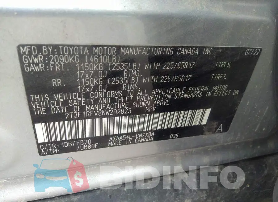 2T3F1RFV8NW292823 Photo# 9