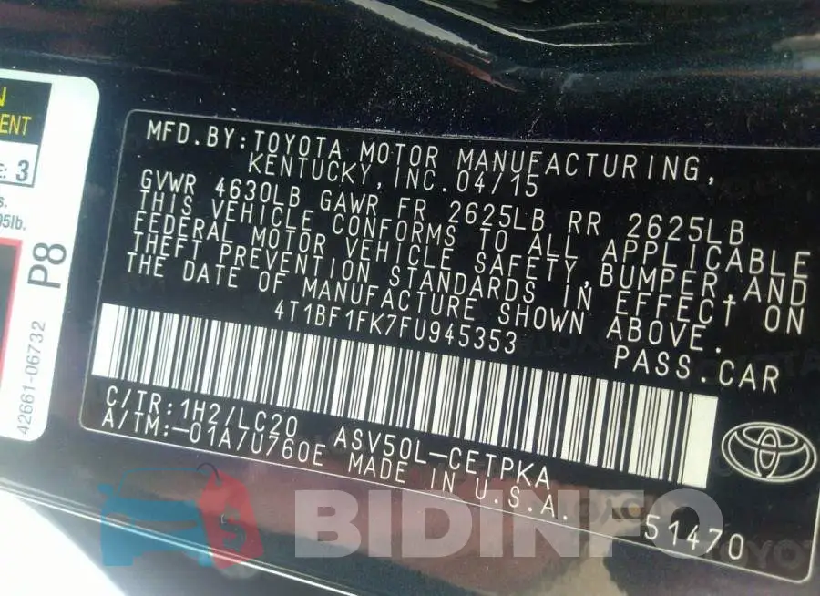 4T1BF1FK7FU945353 Photo# 9