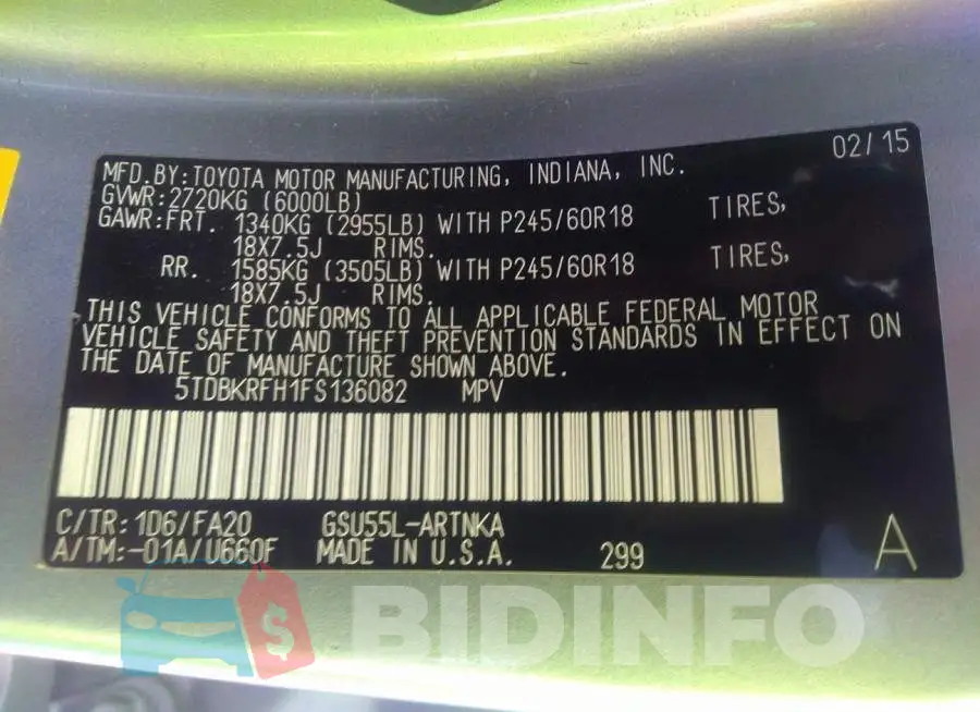 5TDBKRFH1FS136082 Photo# 9