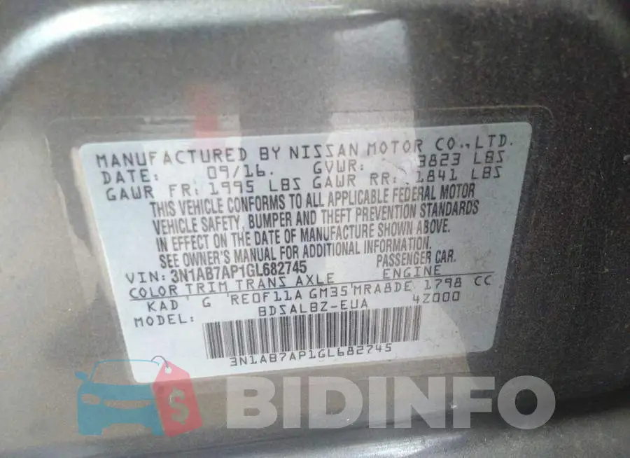 3N1AB7AP1GL682745 Photo# 9