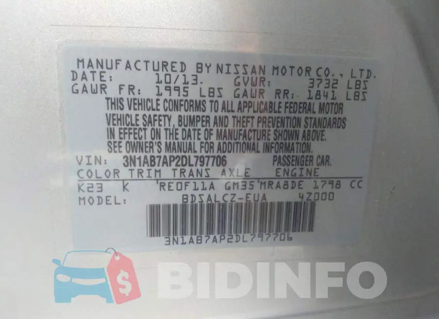 3N1AB7AP2DL797706 Photo# 9