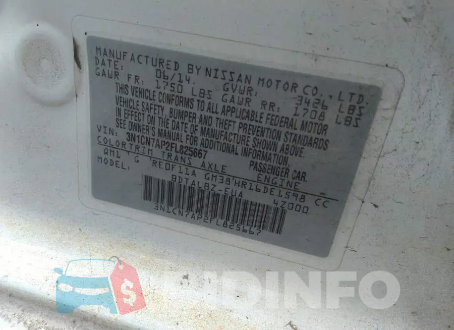 3N1CN7AP2FL825667 Photo# 9