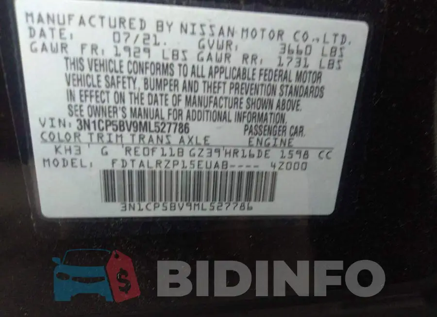 3N1CP5BV9ML527786 Photo# 9