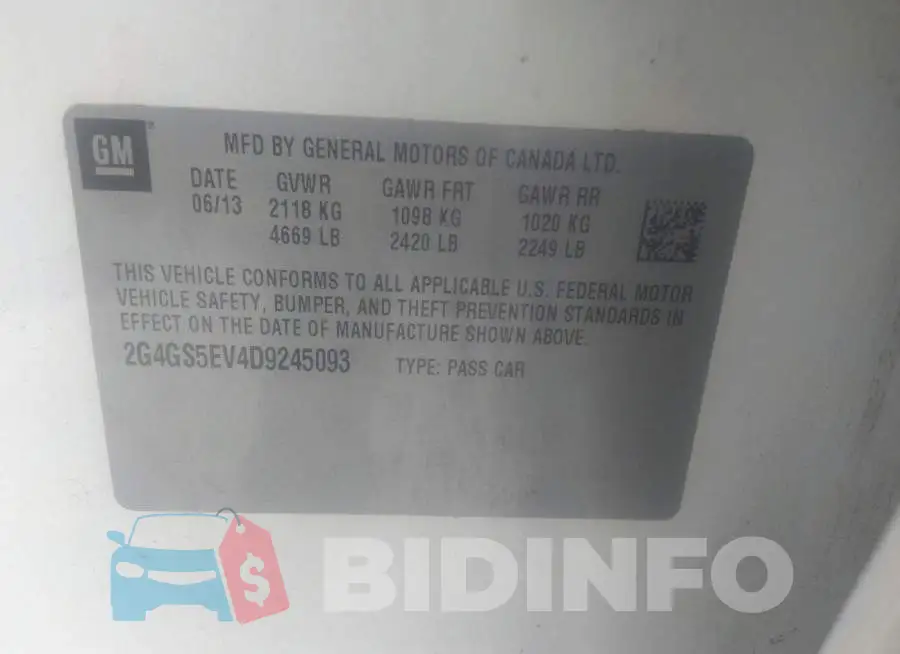 2G4GS5EV4D9245093 Photo# 9