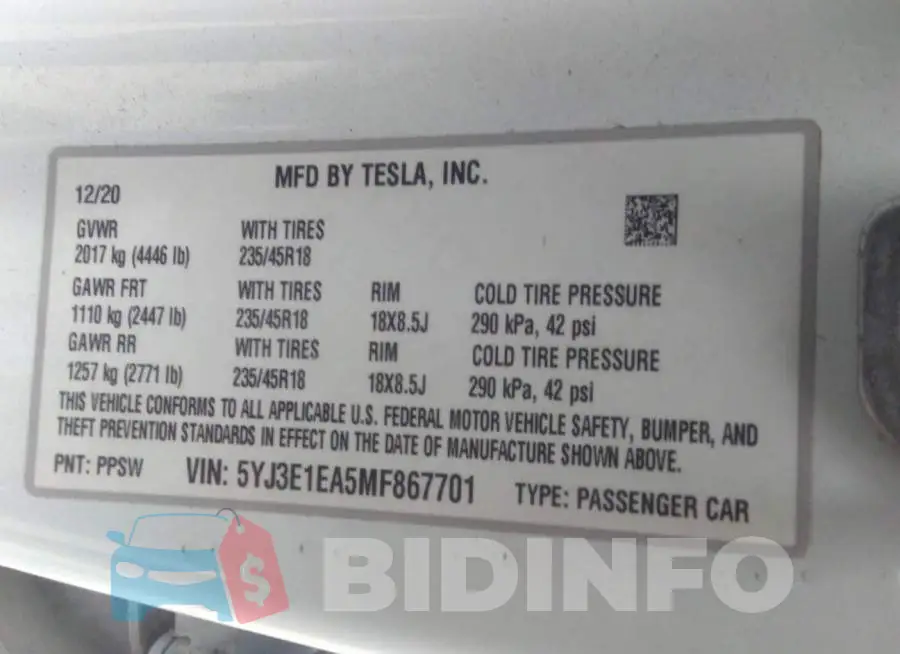 5YJ3E1EA5MF867701 Photo# 9