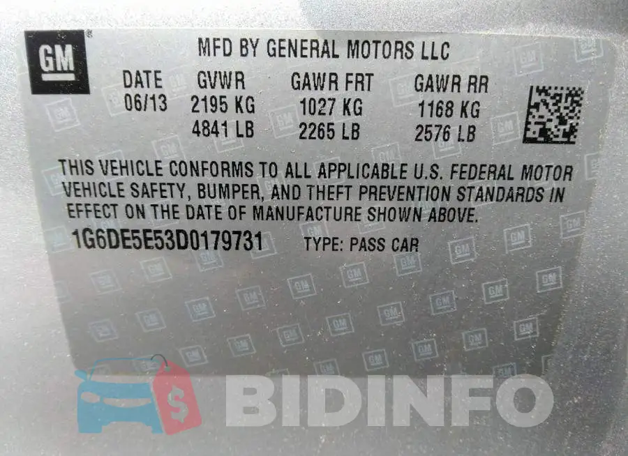 1G6DE5E53D0179731 Photo# 9