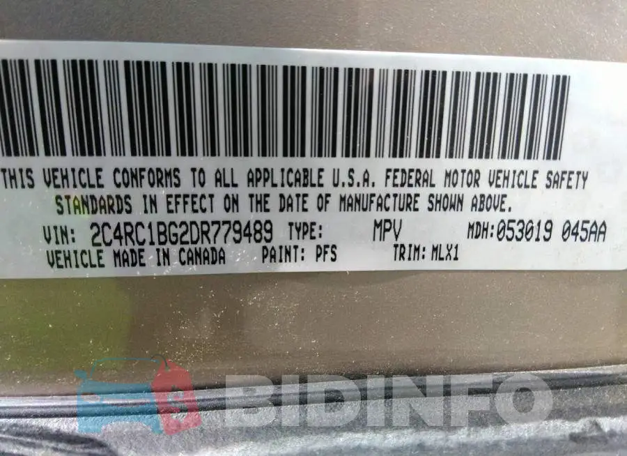 2C4RC1BG2DR779489 Photo# 9