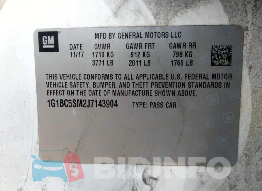 1G1BC5SM2J7143904 Photo# 9