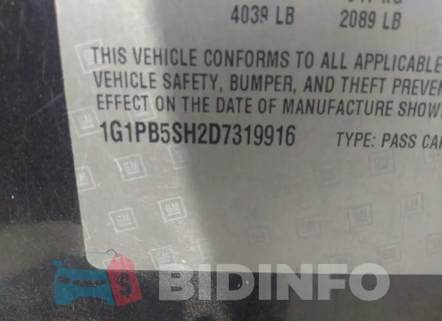 1G1PB5SH2D7319916 Photo# 9