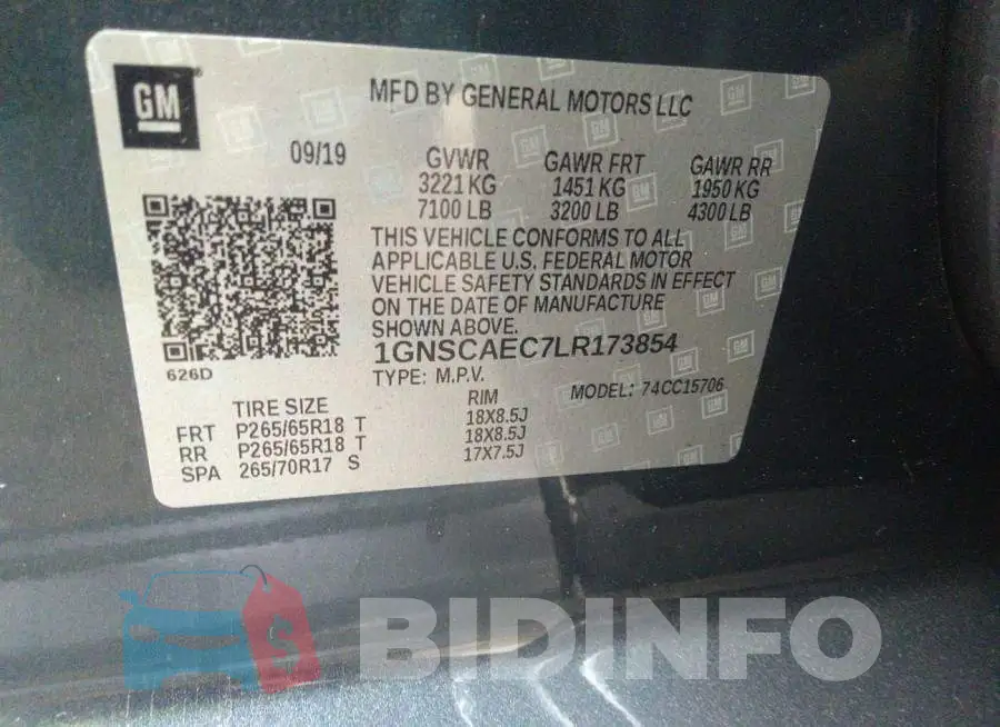 1GNSCAEC7LR173854 Photo# 9