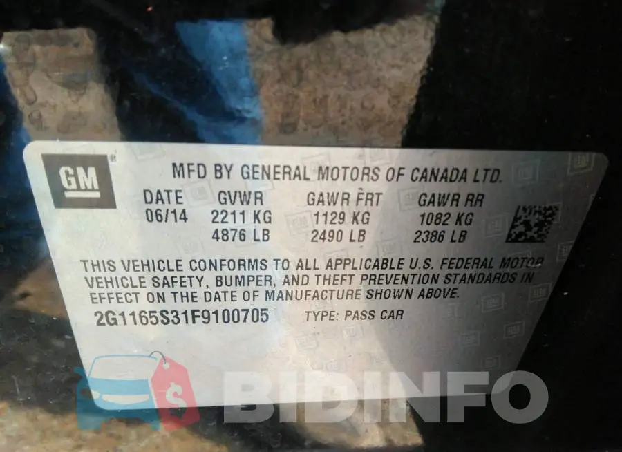 2G1165S31F9100705 Photo# 9