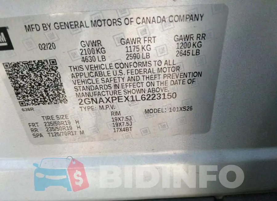 2GNAXPEX1L6223150 Photo# 9