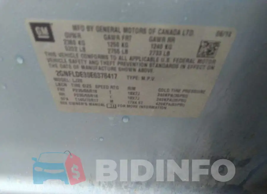 2GNFLDE30E6378417 Photo# 9