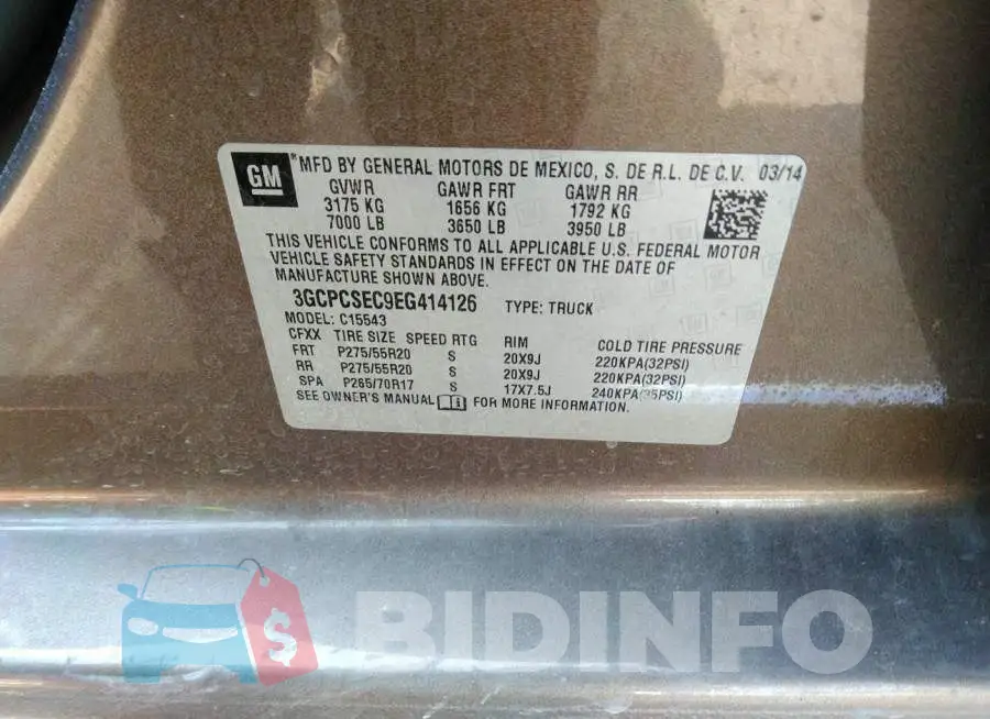 3GCPCSEC9EG414126 Photo# 9