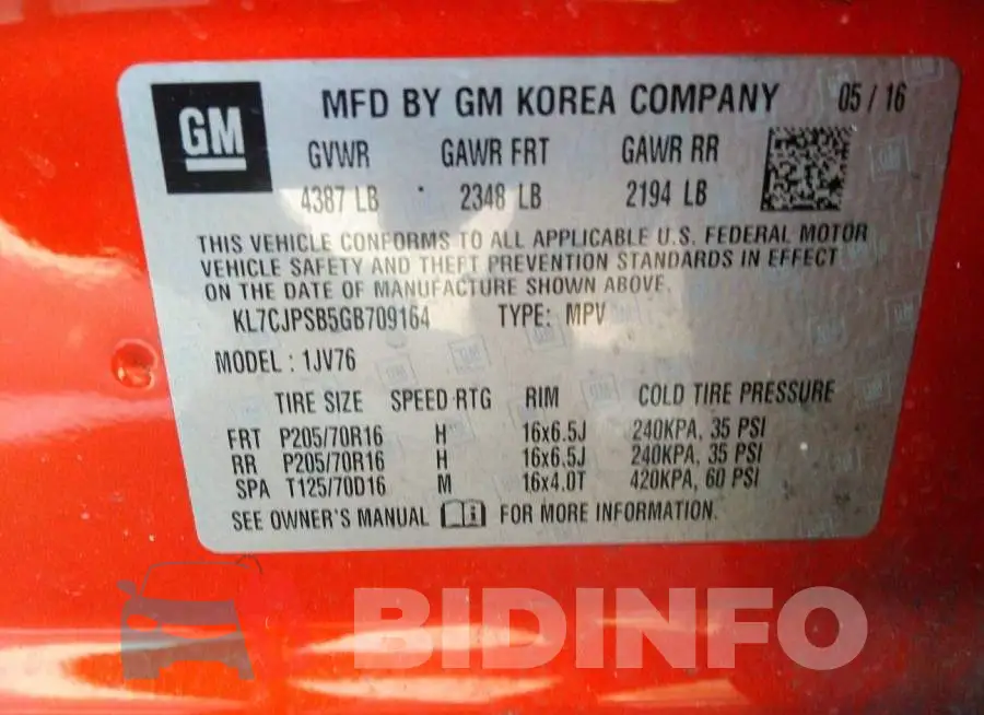 KL7CJPSB5GB709164 Photo# 9