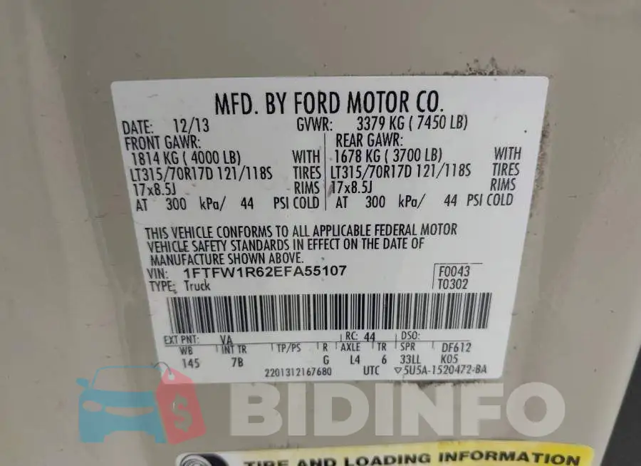 1FTFW1R62EFA55107 Photo# 9