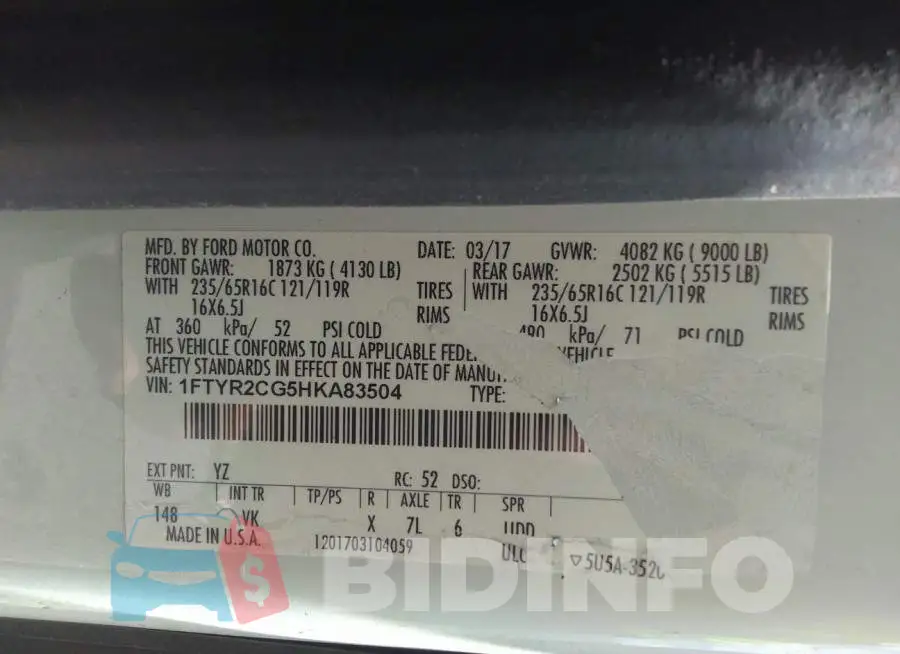 1FTYR2CG5HKA83504 Photo# 9