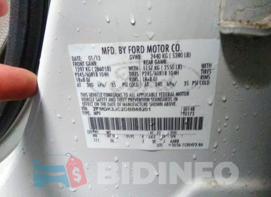 2FMDK3JC2DBB65201 Photo# 9