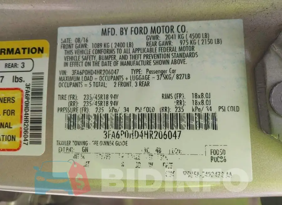 3FA6P0HD4HR206047 Photo# 9